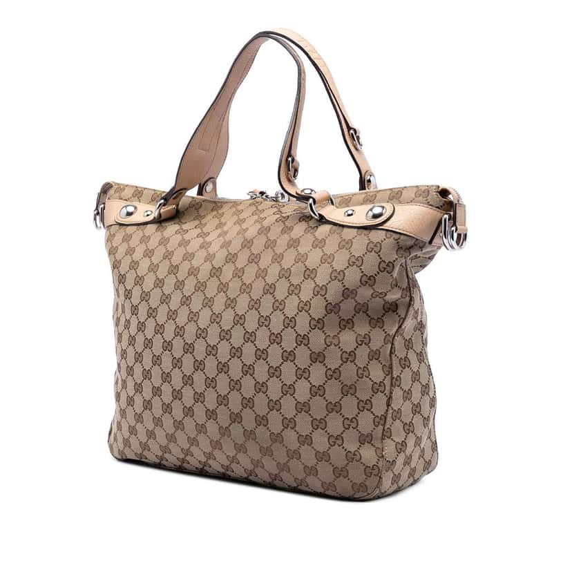 Gucci Large GG Canvas Icon Bit Satchel Beige Very good condition - Back View