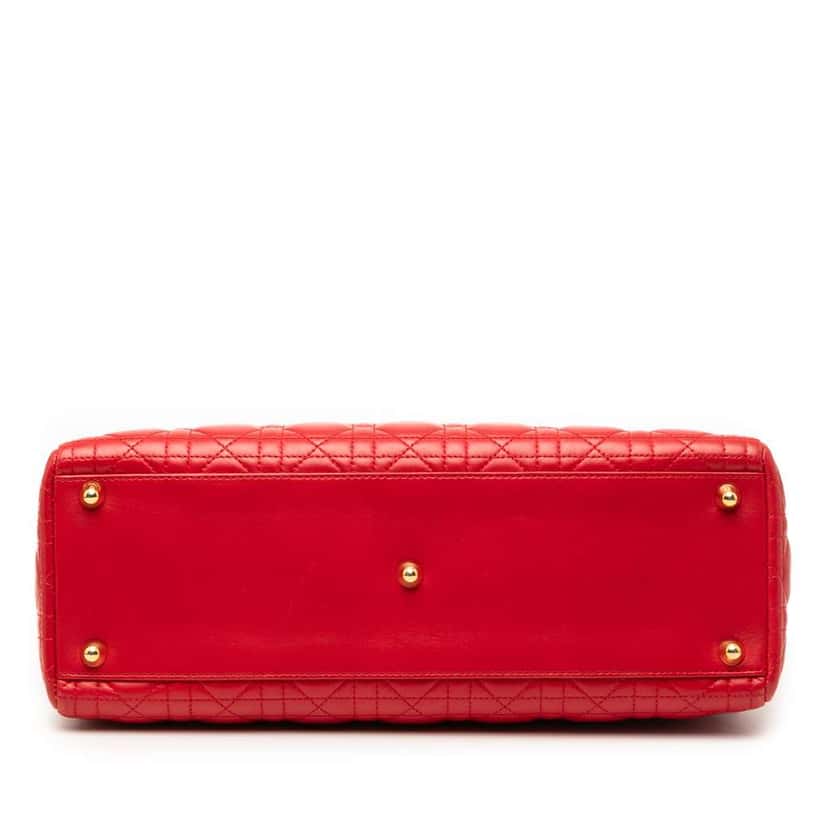 Dior Large Lambskin Cannage Lady Dior Red Leather Very good condition - Inside View