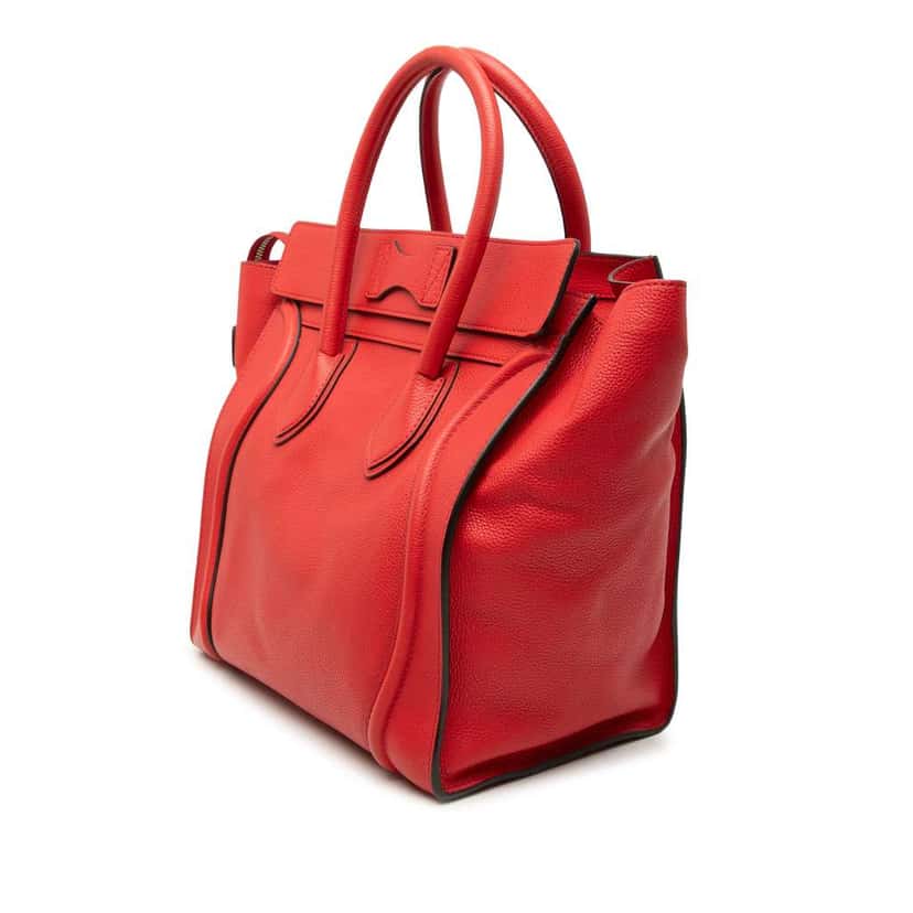 Celine Mini Calfskin Luggage Tote Red Leather Very good condition - Back View