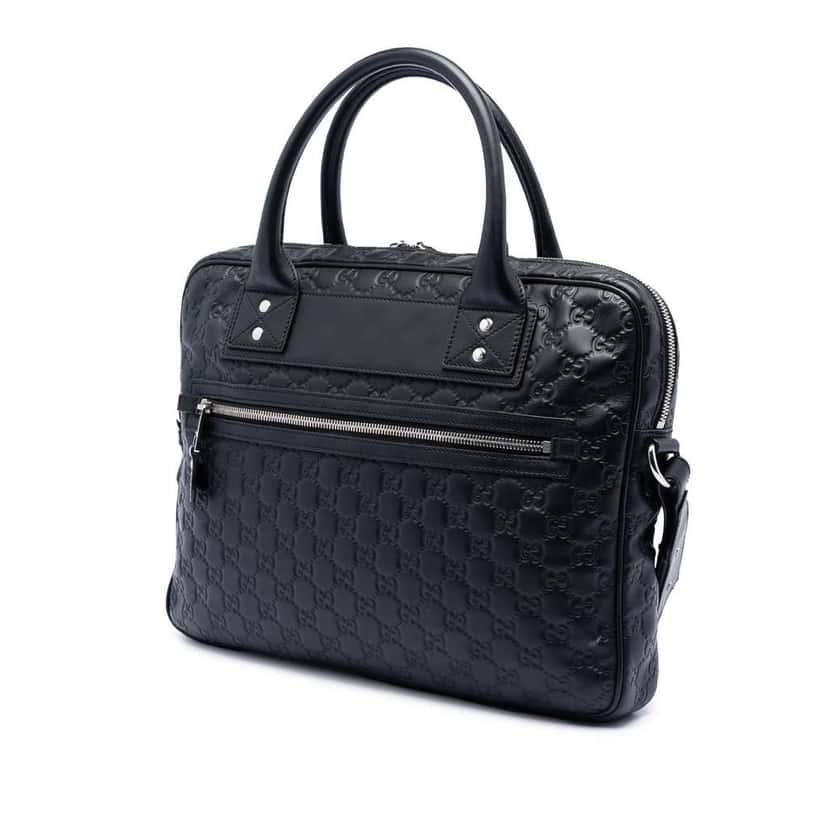 Gucci Guccissima Web Business Bag Black Leather Very good condition - Back View