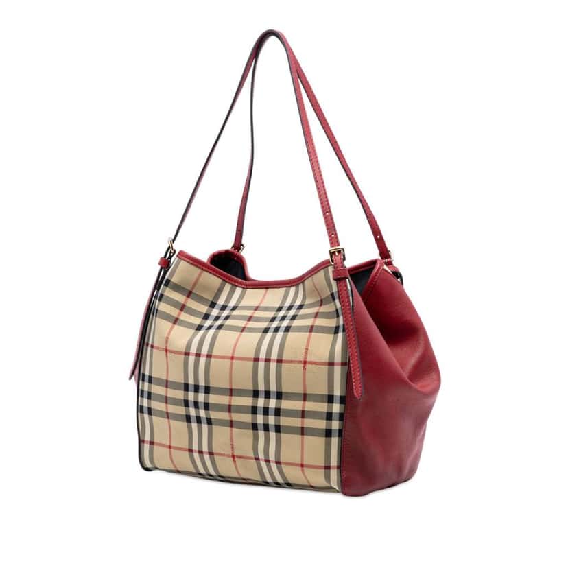 Burberry Small Haymarket Check Canvas and Leather Canterbury Tote Beige Very good condition - Back View