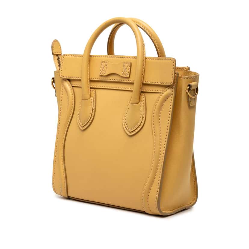 Celine Nano Leather Luggage Tote Yellow Leather Very good condition - Back View