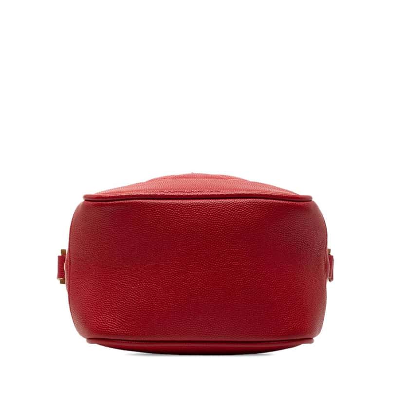 Saint Laurent Grain de Poudre Quilted 80s Vanity Bag Red Leather Very good condition - Inside View