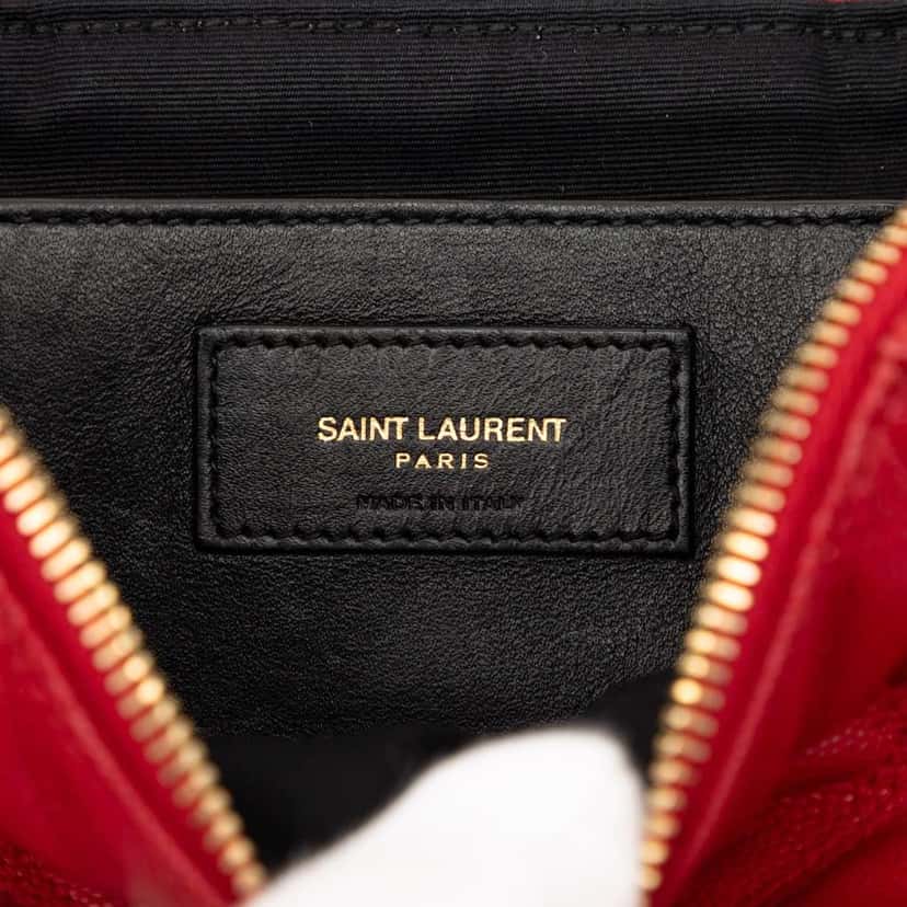 Saint Laurent Grain de Poudre Quilted 80s Vanity Bag Red Leather Very good condition - Box View