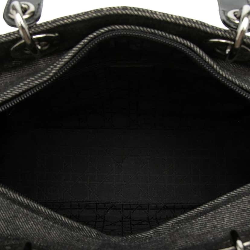 Dior Large Denim Cannage Lady Dior Black Denim Very good condition - Model View