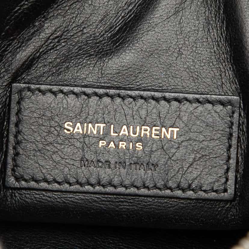 Saint Laurent Mini Quilted Lambskin Gaby Zippered Pouch Black Leather Very good condition - Box View