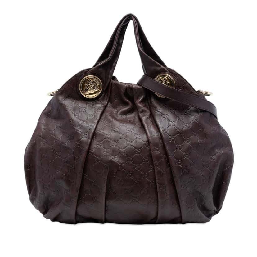 Gucci Large Guccissima Hysteria Satchel Brown Leather Very good condition - Front View