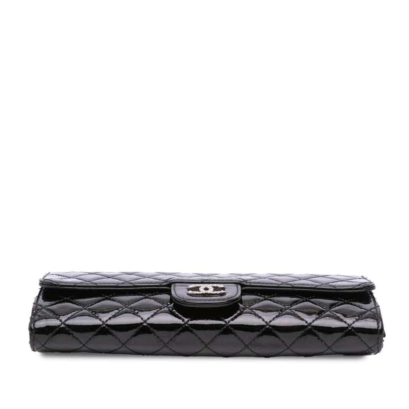 Chanel CC Quilted Patent Brilliant East West Wallet On Chain Black Leather Very good condition - Inside View