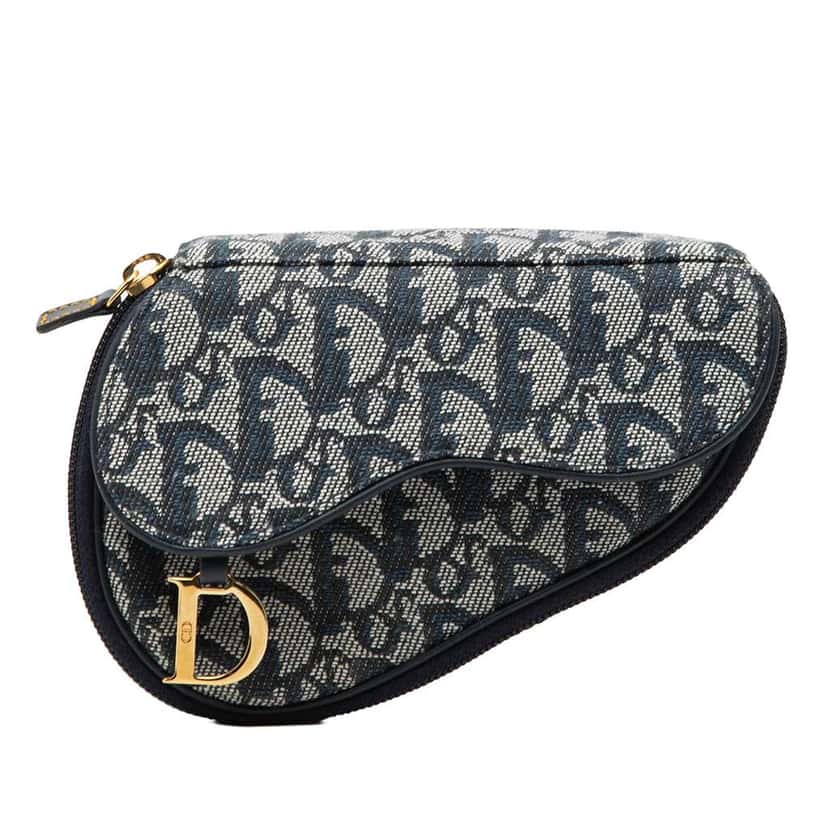 Dior Diorissimo Canvas Saddle Pouch Blue Canvas Very good condition - Front View