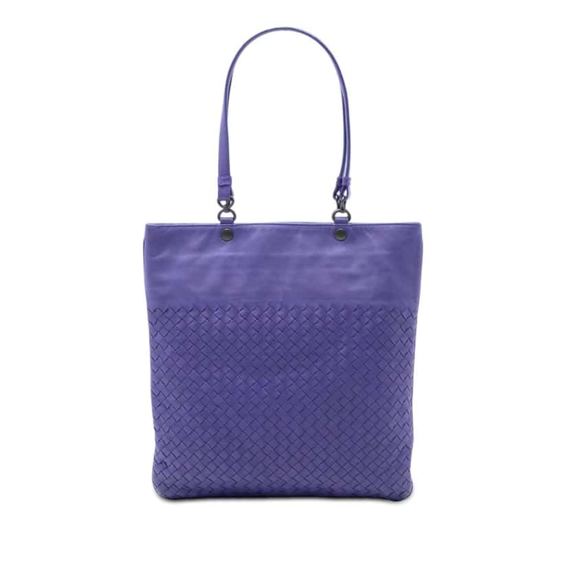 Bottega Veneta Nappa Intrecciato Flat Tote Purple Leather Very good condition - Front View