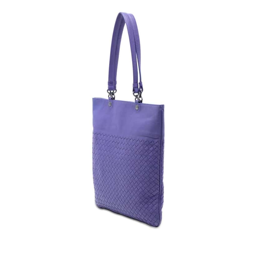 Bottega Veneta Nappa Intrecciato Flat Tote Purple Leather Very good condition - Back View