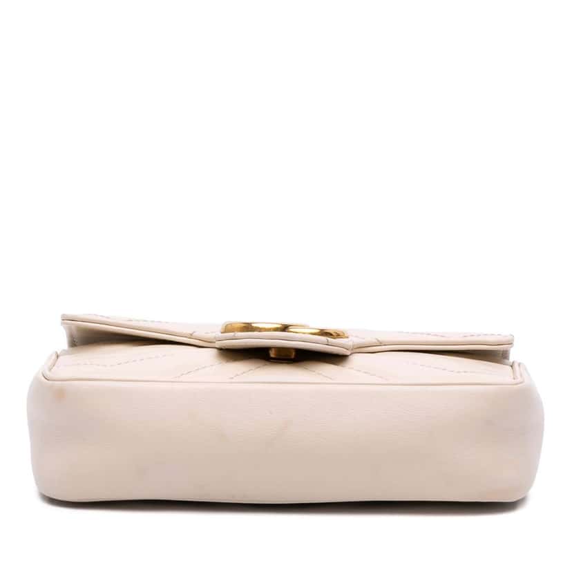 Gucci Mini GG Marmont Matelasse Leather Flap Crossbody White Leather Very good condition - Inside View