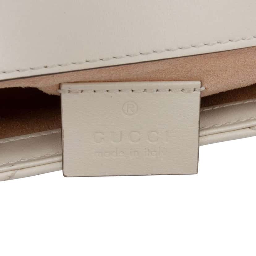 Gucci Mini GG Marmont Matelasse Leather Flap Crossbody White Leather Very good condition - Box View