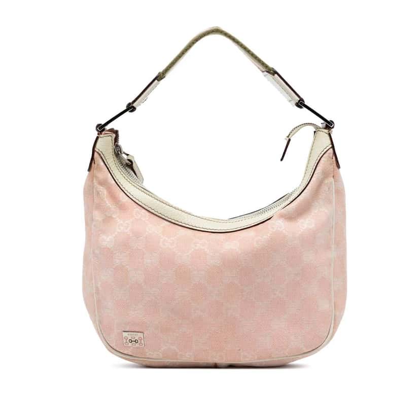 Gucci Small GG Canvas Web Pop Shoulder Bag Pink Canvas Very good condition - Front View