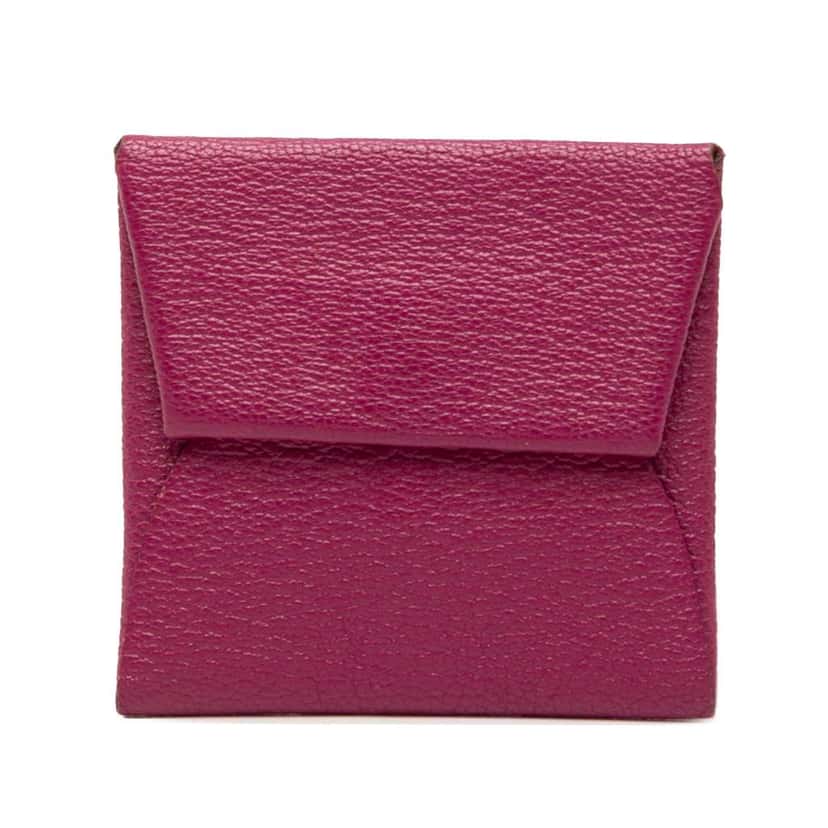 Hermès Chevre Mysore Bastia Change Purse Purple Leather Good condition - Front View