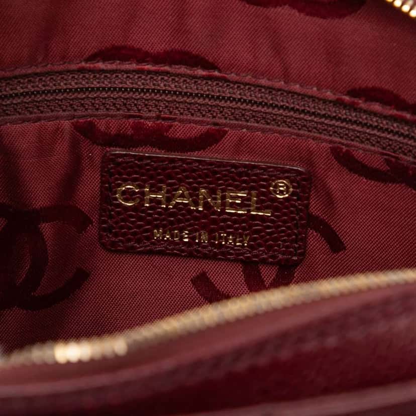 Chanel CC Choco Bar Caviar Wild Stitch Shoulder Bag Red Leather Good condition - Box View