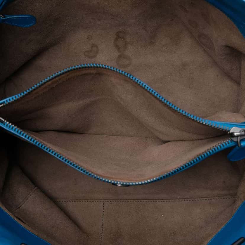 Bottega Veneta Medium Nappa Intrecciato Double Chain Tote Blue Leather Good condition - Model View