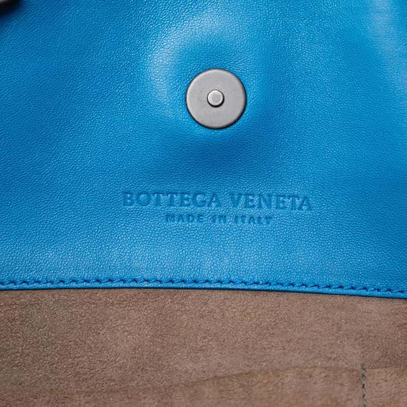 Bottega Veneta Medium Nappa Intrecciato Double Chain Tote Blue Leather Good condition - Box View