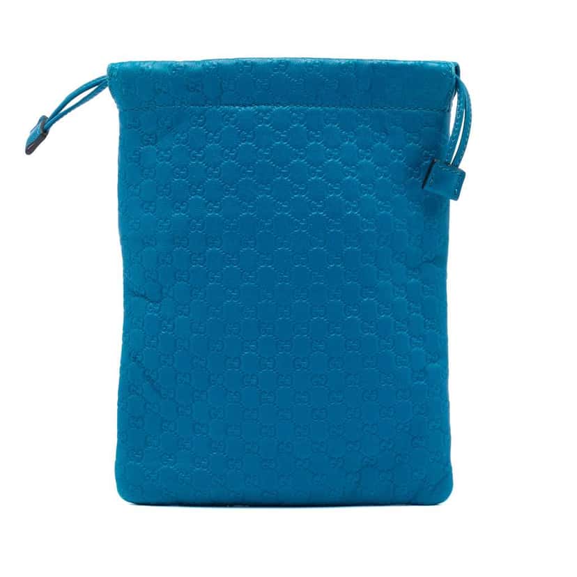 Gucci Microguccissima Drawstring Pouch Blue Leather Good condition - Front View