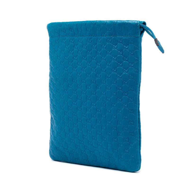 Gucci Microguccissima Drawstring Pouch Blue Leather Good condition - Back View