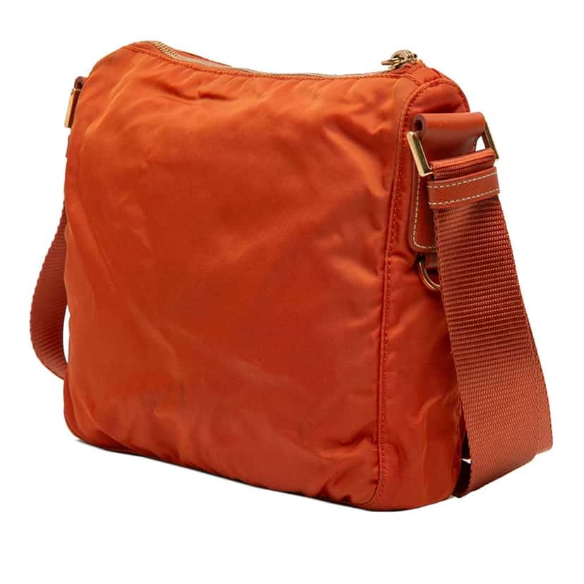 Prada Tessuto Zip Top Crossbody Orange Fair condition - Back View