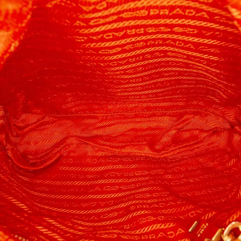 Prada Tessuto Zip Top Crossbody Orange Fair condition - Model View