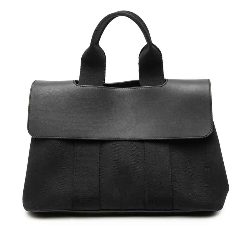 Hermès Toile and Swift Valparaiso PM Black Canvas Good condition - Front View