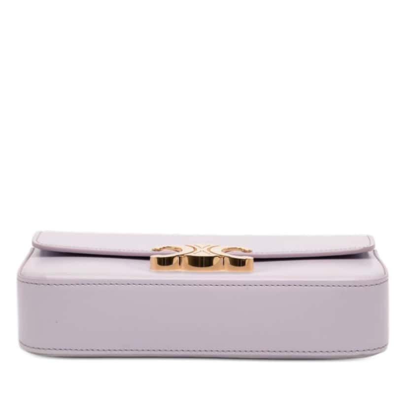 Celine Shiny Calfskin Claude Chain Shoulder Bag Purple Leather Good condition - Inside View