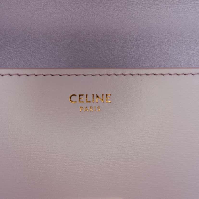 Celine Shiny Calfskin Claude Chain Shoulder Bag Purple Leather Good condition - Box View