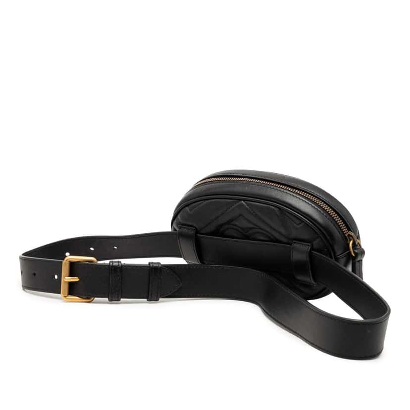 Gucci GG Marmont Matelasse Leather Belt Bag Black Leather Good condition - Back View