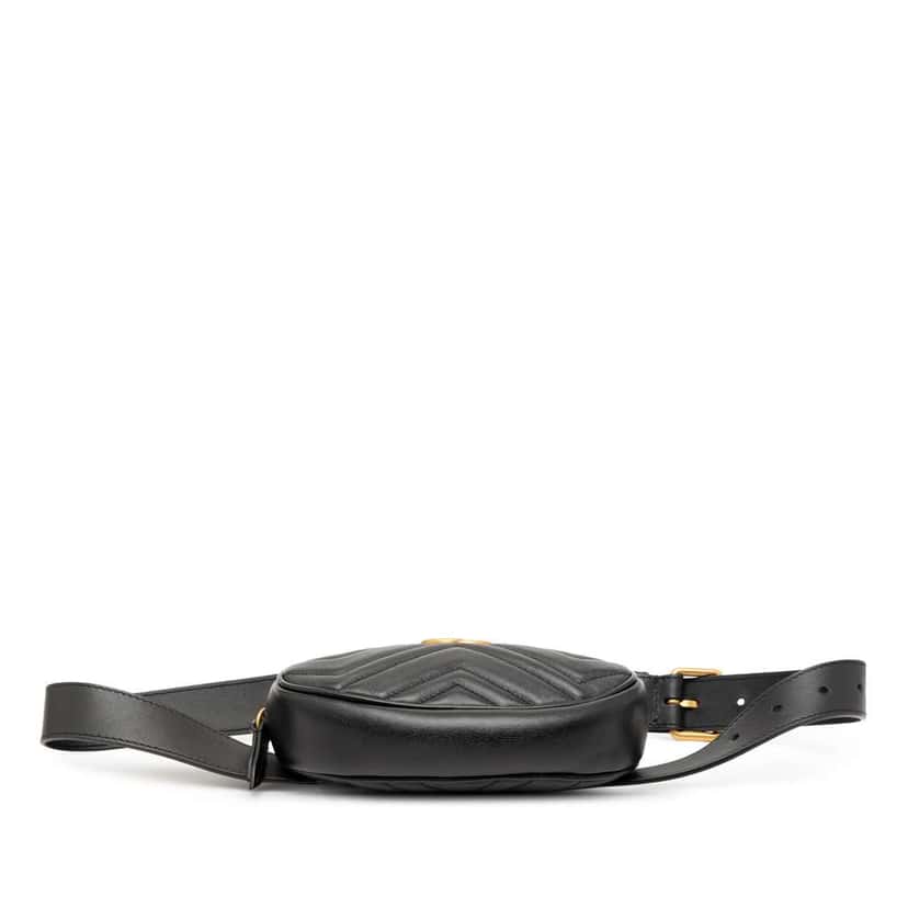 Gucci GG Marmont Matelasse Leather Belt Bag Black Leather Good condition - Inside View