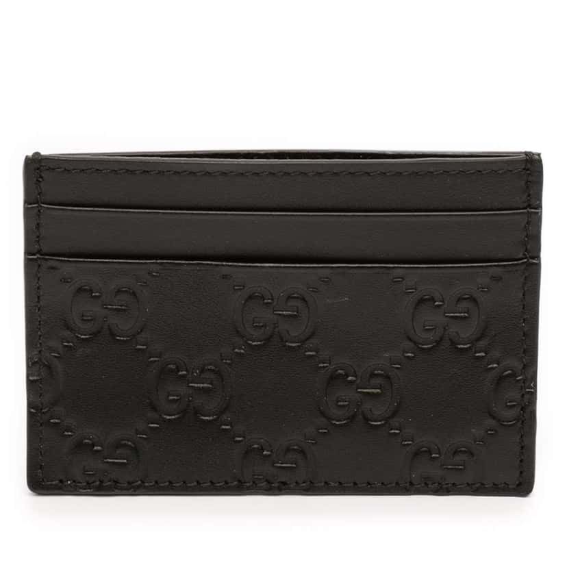 Gucci Guccissima Card Holder Black Leather Very good condition - Front View