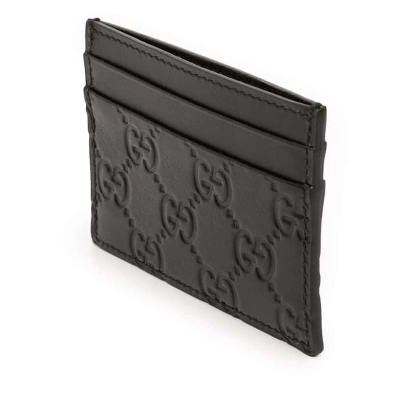 Gucci Guccissima Card Holder Black Leather Very good condition - Back View