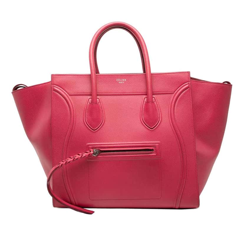 Celine Medium Grained Calfskin Phantom Luggage Tote Pink Leather Good condition - Front View