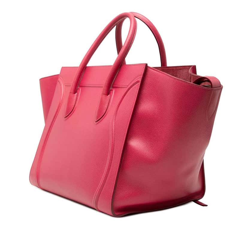 Celine Medium Grained Calfskin Phantom Luggage Tote Pink Leather Good condition - Back View