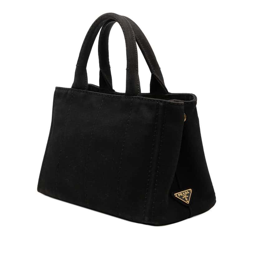 Prada Small Canvas Canapa Logo Satchel Black Canvas Good condition - Back View
