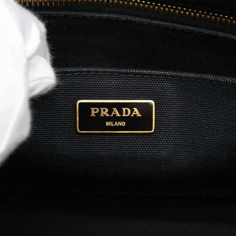 Prada Small Canvas Canapa Logo Satchel Black Canvas Good condition - Box View