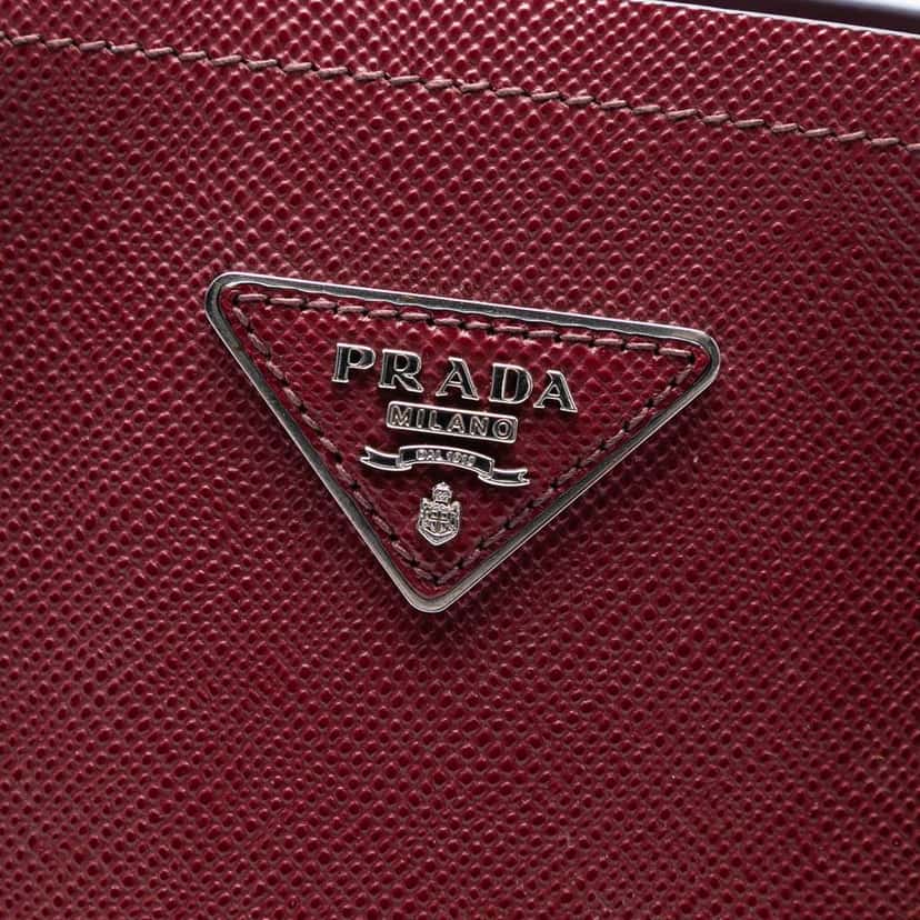 Prada Medium Saffiano Cuir Double Handle Satchel Red Leather Very good condition - Box View