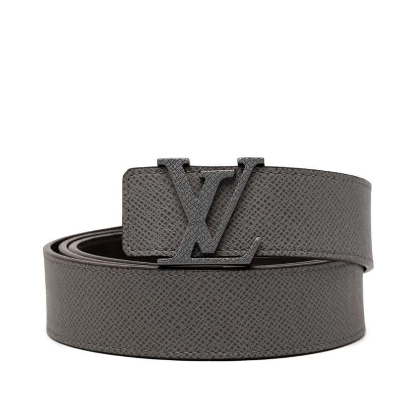 Louis Vuitton Taiga Initiales Belt Grey Leather Good condition - Front View
