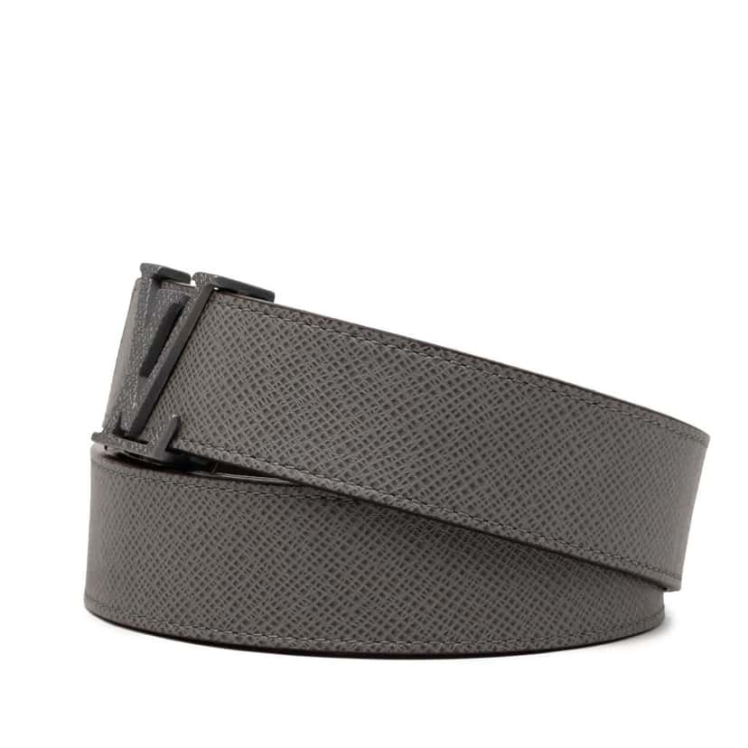Louis Vuitton Taiga Initiales Belt Grey Leather Good condition - Back View