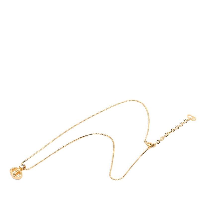 Dior Gold Plated Crystal CD Logo Pendant Necklace Gold Metal Good condition - Inside View