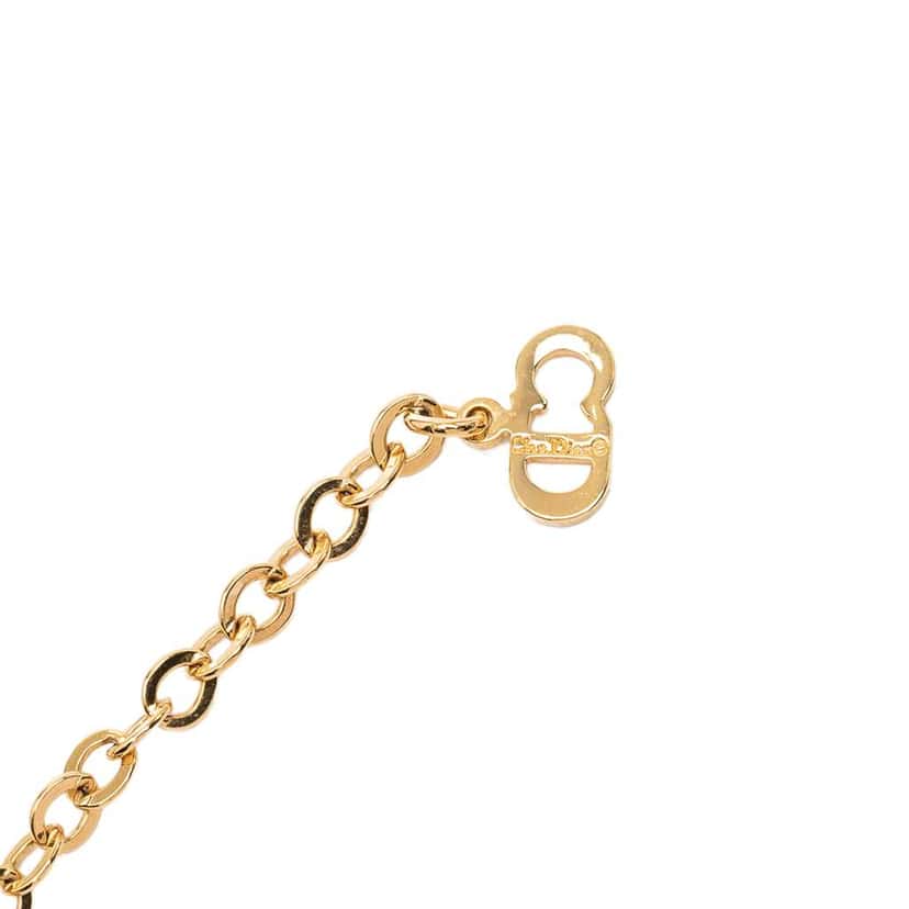 Dior Gold Plated Crystal CD Logo Pendant Necklace Gold Metal Good condition - Box View