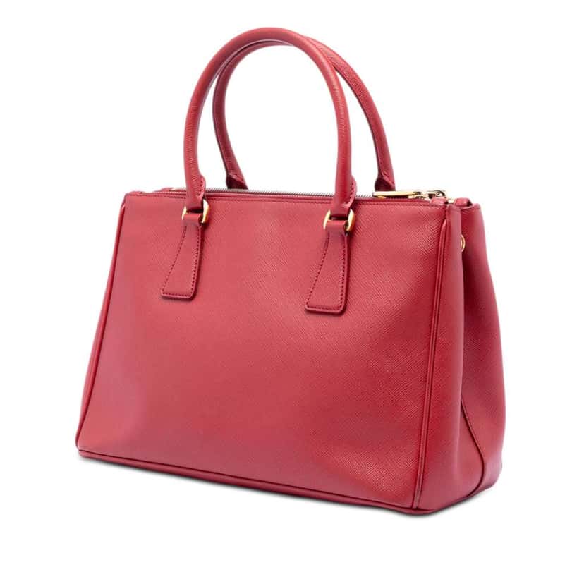 Prada Small Saffiano Lux Galleria Double Zip Satchel Red Leather Good condition - Back View