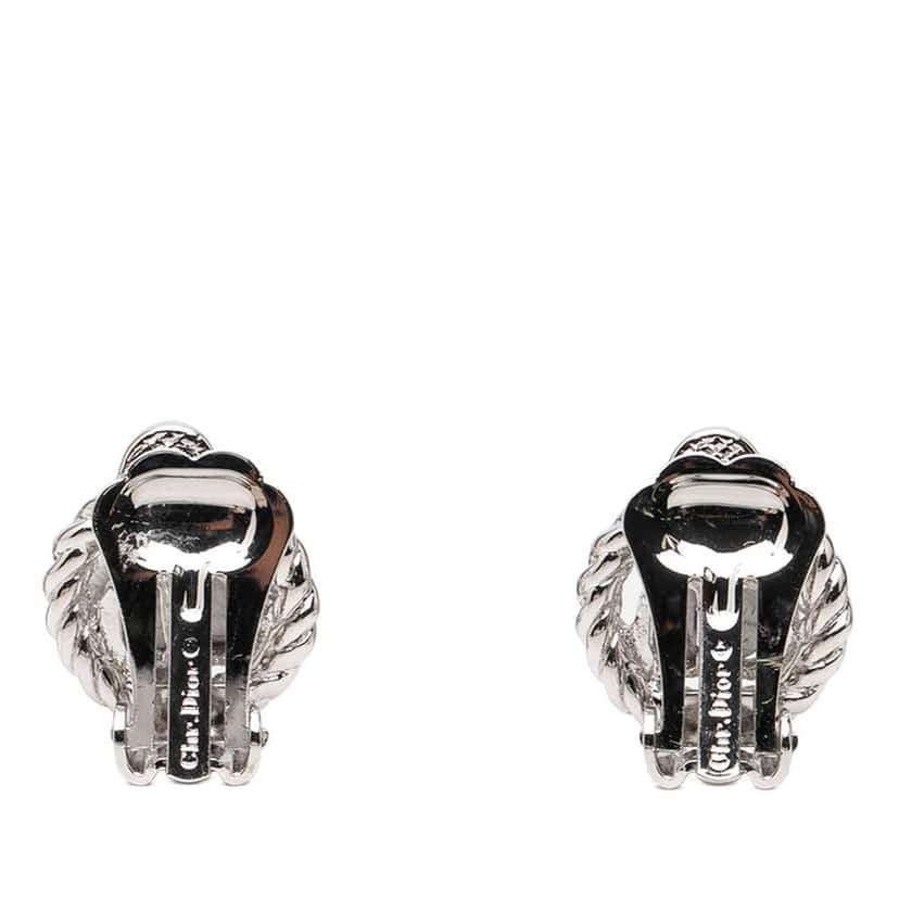 Dior Silver Plated CD Rope Clip On Earrings Silver Metal Good condition - Back View