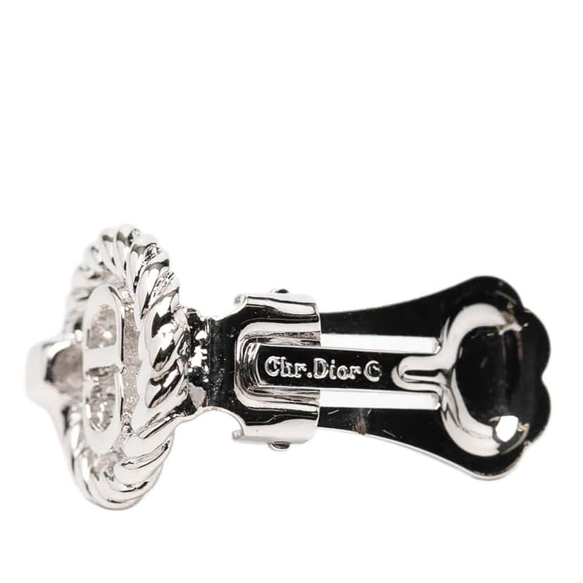 Dior Silver Plated CD Rope Clip On Earrings Silver Metal Good condition - Inside View