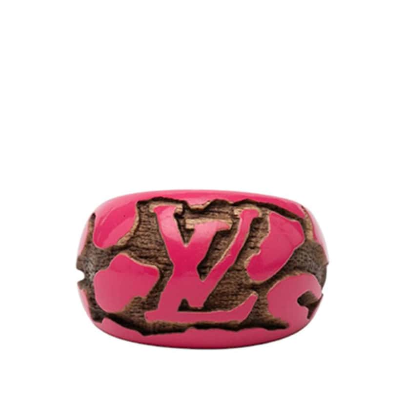 Louis Vuitton Lacquered Wood Leomonogram Ring S Pink Good condition - Front View