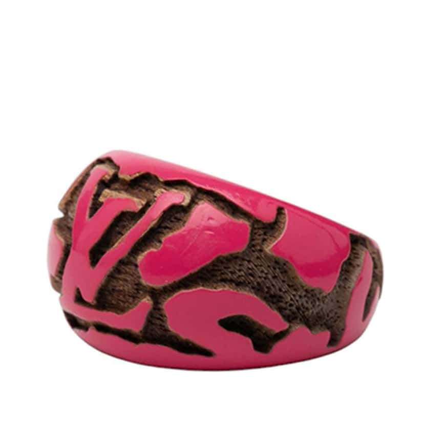 Louis Vuitton Lacquered Wood Leomonogram Ring S Pink Good condition - Back View
