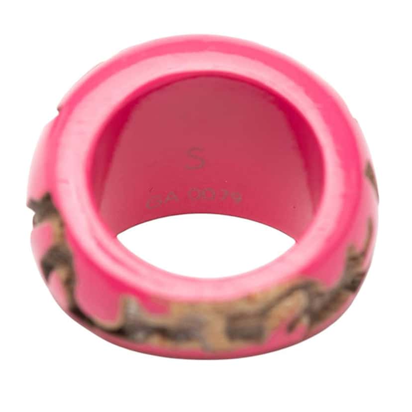 Louis Vuitton Lacquered Wood Leomonogram Ring S Pink Good condition - Box View