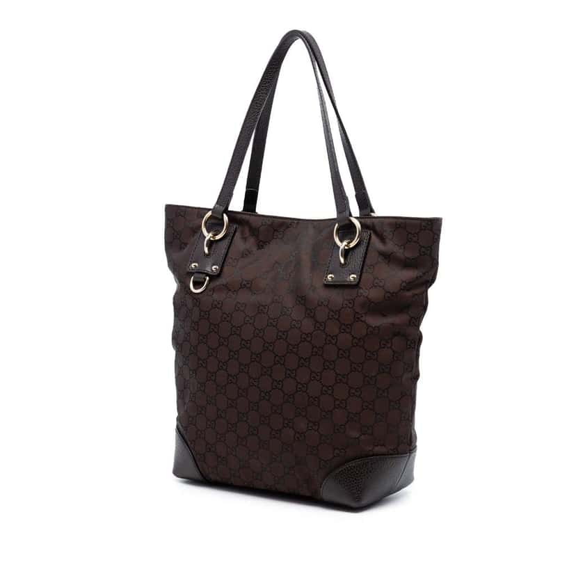 Gucci GG Nylon Vertical Charm Tote Brown Good condition - Back View