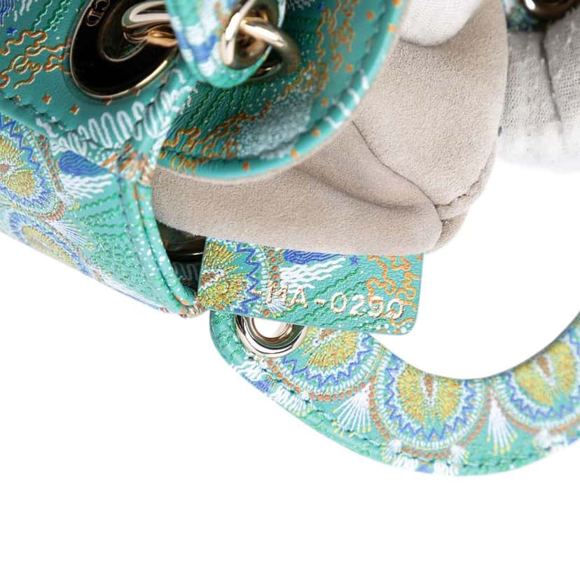 Dior Micro Calfskin In Lights Lady Dior Green Leather Good condition - Box View